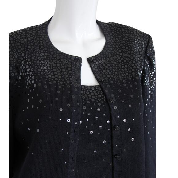 St. John Evening Twinset Santana Knit Paillette Sparkly 2 Piece Jacket Tank M - Picture 2 of 9